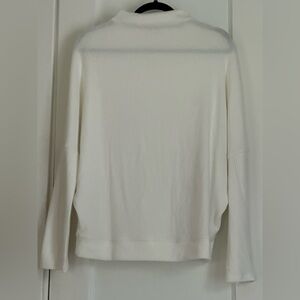 Express SUPER Soft Dolman Sleeve Mock Neck Sweater, vegan leather detail, size M